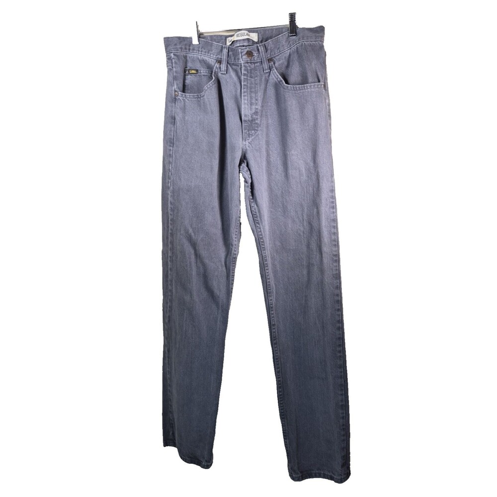 Lee Regular Fit Mens 32x34 Gray Jeans Straight Leg Cotton Denim Pants Flaw